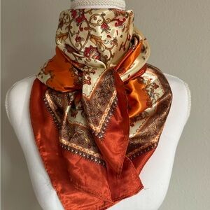 Rodeo Drive Western Wild Rag Scarf - Burnt Orange Floral 🐎